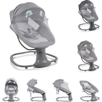 Moni Babywippe Axel 3 in 1 Schaukelfunktion Stubenwagen, Fernbedienung, Melodien grau