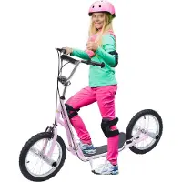 Dopwii Kinderroller mit Luftreifen Kickscooter Scooter Tretroller Cityroller für Kinder Kickboard 16 Zoll ab 5 Jahre Höhenverstellbar Rosa 143 x 58 x 92-100 cm