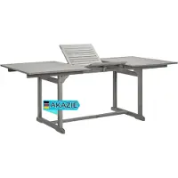 DELUKE Garten-Esstisch VEGO Grau (150-200)x100x75 cm Massivholz Akazie Eckig | Gartentisch Holz klappbar Outdoortisch Terrassentisch verstellbar