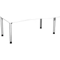 Geramöbel Schreibtisch rechts weiß/weißalu 4-Fuß Flex, BxT: 1800x800/1000mm