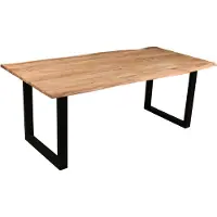 Casa Massiva Esszimmertisch 200x100 cm Quarto, echte Baumkante, eichefarben, massiver Esstisch aus Akazienholz, Metallbeine Schwarz, Baumkantentisch