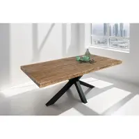 Casa Massiva Esstisch 300 x 100 cm Rio, Esszimmertisch naturfarben, Mangoholz massiv, Spider-Gestell aus Metall schwarz, gerade Kanten