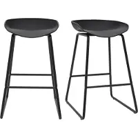 Miliboo - Design-Barhocker Schwarz mit Metallbeinen (2 Stk.) PEBBLE