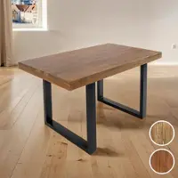 Casa Massiva Esstisch 180 x 90 cm Rio, Esszimmertisch nussbaumfarben, Akazienholz massiv, U-Gestell aus Metall Schwarz, gerade Kanten