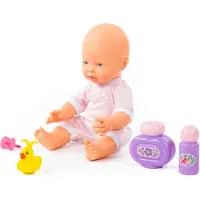 Polesie Babypuppe Puppe 35 cm mit Schnuller und Bade-Set 3-tlg. Kinder Spielzeug +3J