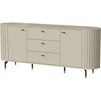 Bettso Elegante zweitürige abgerundete Kommode mit geräumigen Schubladen auf hohen Beinen gefräst ZANTE Schwarz Kaschmir Beige