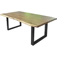 Casa Massiva Baumkantentisch Cali 180 x 90 cm, Akazienholz massiv naturfarben, 50 mm Tischplatte, Esstisch mit U-Metallgestell Schwarz, Industrial-Design