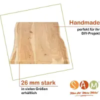 Casa Massiva Tischplatte 160x40 cm Louisa, Holzplatte Akazienholz massiv + naturfarben + lackiert, Baumkanten-Platte für Heimwerker, Arbeitsplatten, Tische & Fensterbretter