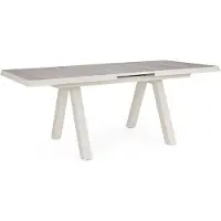 Natur24 Tisch Krion 163-203 x 93 x 77 cm Aluminium Keramik Weiß Grau