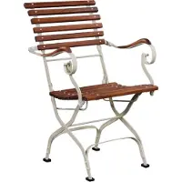 Demotex GmbH Casa Padrino Luxus Jugendstil Gartenstuhl mit Armlehnen Braun / Cremefarben 60 x 55 x H. 90 cm - Garten & Terrassen Stuhl - Jugendstil Garten & Terrassen Möbel