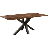 Casa Massiva Esszimmertisch 200x100cm Toledo, echte Baumkante, Akazienholz nussbaumfarben, massiver Baumkantentisch mit Spider-Gestell Mattschwarz