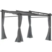SUCCESS COURIER Pergola 2,97x2,95m – wasserabweisender Pavillon mit Sonnendach & Seitenteilen, Terrassenüberdachung aus Polyester, Dunkelgrau