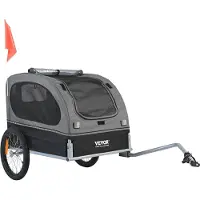 Sweiko Hundeanhänger 40 kg Fahrradanhänger Kohlenstoffstahl + 600D Oxford-Gewebe + PP faltbar 1440 x 720 x 779 mm als Anhänger Gefaltete Größe 760 x 560 x 195 mm Hundebuggy Jogger Anhänger Schwarz&Grau