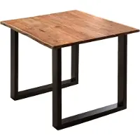Casa Massiva Esszimmertisch 90x90 cm Quinn, echte Baumkante, nussbaumfarben, massiver Esstisch aus Akazienholz, Metallbeine Schwarz, Baumkantentisch