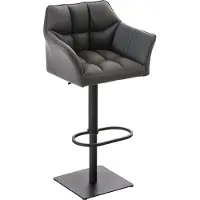 DELUKE Barhocker SIHAR - Kunstleder Grau 64x45x88 cm Schwarz | Barstuhl Höhenverstellbar Mit Lehne Drehbar Tresenhocker Tresenstuhl Kneipenhocker