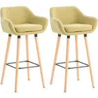 DELUKE Barhocker 2er Set mit Lehne Hellgrün VILO - Stoffbezug, 99x55x46cm | Barhocker mit Lehne Tresenhocker Barstuhl Küchenhocker Thekenhocker hoher Stuhl