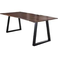 Casa Massiva Esstisch 220x100 cm Lubin, Akazienholz nussbaumfarben, Massiver Esszimmertisch mit echter Baumkante, Baumkantentisch mit V-Gestell Schwarz, Holztisch mit 26 mm Tischplatte