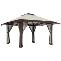 Welikera 4 x 4 m Garten-Pavillon, Gartenzelt mit Netzwänden, UPF50+ Schutz, Höhenverstellbares Partyzelt, Beige
