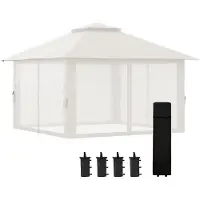 Welikera Faltpavillon, höhenverstellbar, 4 Netzwände, Lüftungsdach, Tragetasche, Schnellaufbau, 4 x 4 x 3 m, Cremeweiß