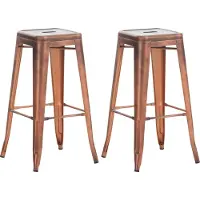 DELUKE 2er Set Barhocker DOLAN - Metall Kupfer 43x43x76 cm | Barstuhl Tresenhocker Tresenstuhl Kneipenhocker Kneipenstuhl