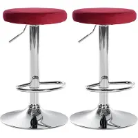 CLP 2er Set Barhocker Ponte Samt höhenverstellbar und drehbar rot Material Gestell Metall in Chromoptik
