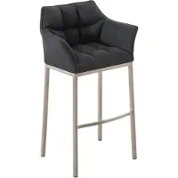 DELUKE Barhocker GIBEL - Stoff Dunkelgrau 64x48x110 cm Silber | Barstuhl Mit Lehne Tresenhocker Tresenstuhl Kneipenhocker Kneipenstuhl