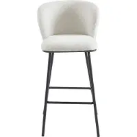 Vente-unique Barhocker 2er-Set - Bouclé-Stoff & Metall - Weiß - SENORASE
