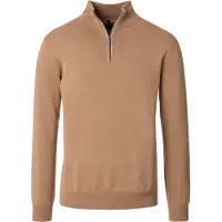 Casamoda Herren Strick-Troyer Zipper Regular Baumwolle Hellbraun 4XL