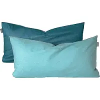 Schiesser Kissenhüllenset Doubleface | Zweifarbig | Renforcé | 2-teilig | 100% Baumwolle | Angenehm weich & glatt | YKK-Reißverschluss | 40x80 cm | Türkis