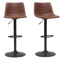 Miliboo - Barhocker Vintage PolyurethanHellbraun 2er Set NEW ROCK
