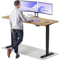 Desktronic HomePro Elektrisch höhenverstellbarer Schreibtisch 180x80cm Massive Eiche/Schwarzmit Memory-Funktion, Anti-Kollisions Technologie, USB-A und USB-C-Ladeanschlüssen