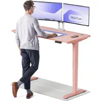 Desktronic HomePro Elektrisch höhenverstellbarer Schreibtisch 140x70cm Rosa/Rosa mit Memory-Funktion, Anti-Kollisions Technologie, USB-A und USB-C-Ladeanschlüssen
