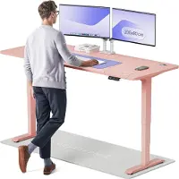 Desktronic HomePro Elektrisch höhenverstellbarer Schreibtisch 200x80cm Rosa/Rosa mit Memory-Funktion, Anti-Kollisions Technologie, USB-A und USB-C-Ladeanschlüssen
