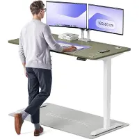 Desktronic HomePro Elektrisch höhenverstellbarer Schreibtisch 160x80cm Weiß/Grün mit Memory-Funktion, Anti-Kollisions Technologie, USB-A und USB-C-Ladeanschlüssen
