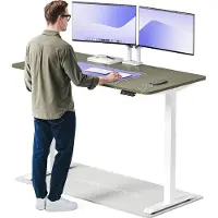 Desktronic HomeOne Elektrisch höhenverstellbarer Schreibtisch 160x80cm Weiß/Grün mit Memory-Funktion, Anti-Kollisions Technologie, USB-A und USB-C-Ladeanschlüssen