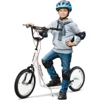 Dopwii Kinderroller Scooter Tretroller Cityroller Kickscooter Roller Kinder Kickboard mit Luftreifen und Handbremse Scooter Kinder Wasserfest Faltbar ab 5 Jahre 16 Zoll Weiß 139 x 58 x 90-96 cm