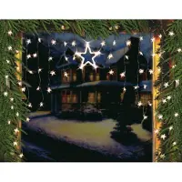Mendler LED Lichtervorhang Sternenvorhang Lichterkette Sterne Deko 1 großer, 70 kleine Sterne