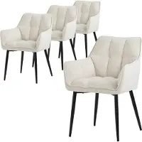 ML-Design 4x Esszimmerstuhl aus Frotteestoff, Creme, mit dickem gepolsterter Sitz