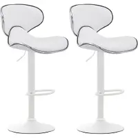 DELUKE 2er Set Barhocker FAMIR - Kunstleder Weiß 46x49x88 cm Weiß | Barstuhl Mit Lehne Tresenhocker Tresenstuhl Kneipenhocker Kneipenstuhl