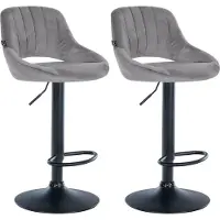 DELUKE 2er Set Barhocker SEGAD - Samt Dunkelgrau 47x48x85 cm Schwarz | Barstuhl Mit Lehne Tresenhocker Tresenstuhl Kneipenhocker Kneipenstuhl