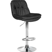 DELUKE Barhocker MITUN - Kunstleder Schwarz 46x54x92 cm Silber | Barstuhl Höhenverstellbar Mit Lehne Drehbar Tresenhocker Tresenstuhl Kneipenhocker