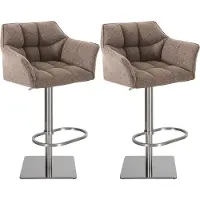 CLP 2er Set Barhocker Damaso Stoffbezug drehbar und höhenverstellbar bis 240 kg terrabraun Gestell Farbe edelstahl