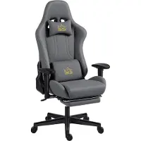Welikera Ergonomischer Gaming-Stuhl mit 3D-Armlehnen, verstellbar, rollbarer Schreibtischstuhl mit Lendenstütze, Grau