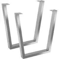 Casa Massiva Tischgestell in V-Form, 2er Set, Roheisen lackiert, Silber, Kufengestell für Holztische, 70 x 10 x 74 cm, Gestell für DIY-Projekte