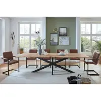 Casa Massiva Baumkantentisch 260 x 100 cm Clara, Akazienholz naturfarben & massiv, Esstisch mit schwarzem Spider-Metallgestell, Tischplatte 26 mm, Esszimmertisch