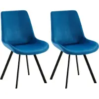 CLP 2er Set Esszimmerstuhl Lewes Samtbezug 360 Grad drehbar und gepolstert dunkelblau