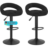 DELUKE Barhocker KALSII höhenverstellbar 2er Set Schwarz Samt | Barstühle drehbar Küchenhocker Thekenhocker für Küche Hausbar