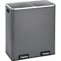 SVITA TM2X30 Treteimer 60 Liter Abfalleimer Mülleimer Design Mülltrennung Papierkorb Küchen-Ordnung Trennsystem Grau