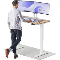 Desktronic HomePro Elektrisch höhenverstellbarer Schreibtisch 120x60cm Bambus/Weißmit Memory-Funktion, Anti-Kollisions Technologie, USB-A und USB-C-Ladeanschlüssen