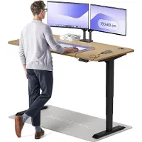Desktronic HomePro Elektrisch höhenverstellbarer Schreibtisch 160x80cm Massive Eiche/Schwarzmit Memory-Funktion, Anti-Kollisions Technologie, USB-A und USB-C-Ladeanschlüssen